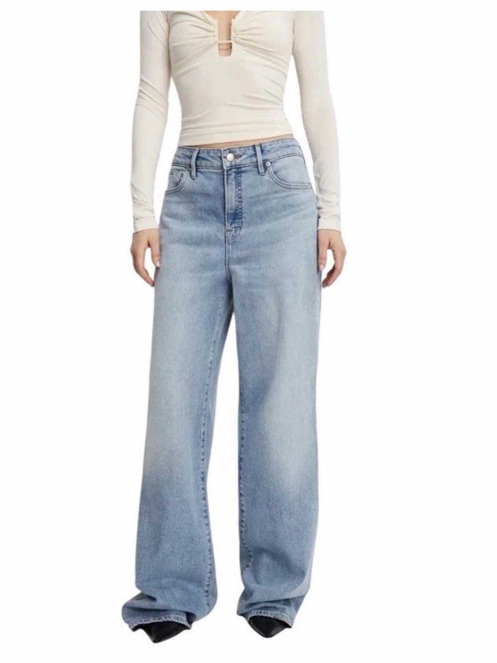 Good American *NEW* Wide Leg Soft Denim Jeans. Women's Size 10
